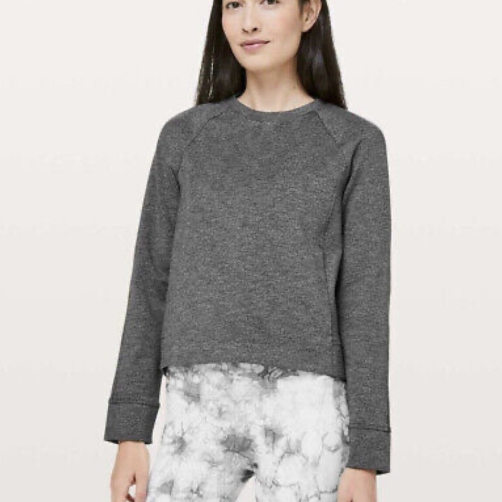 Lululemon On Track Crew Neck Sweatshirt, Size 6, Color Heathered Black